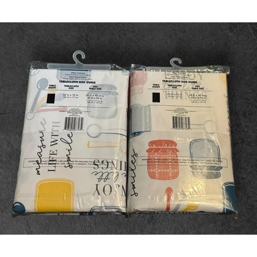 True Living Vinyl Tablecloths‎ (2) Flannel Back 52x 70
